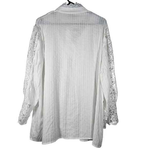 Regal White Boho Lace Button Up Blouse Woman’s 4XL Victorian Prairie Romantic To - Picture 3 of 12